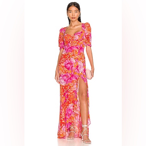 Lovers And Friends Morgan Dress In Chai Pink Floral Size Xs